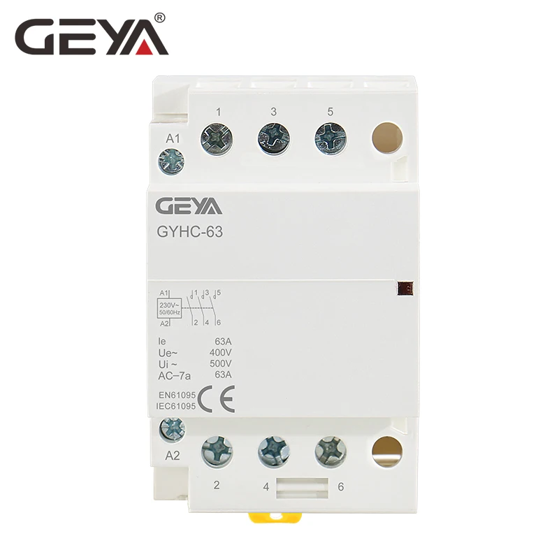 GEYA GYHC 3 фаза контактор переменного тока 220V P 40A 63A 3NO Din Rail AC для дома модульный