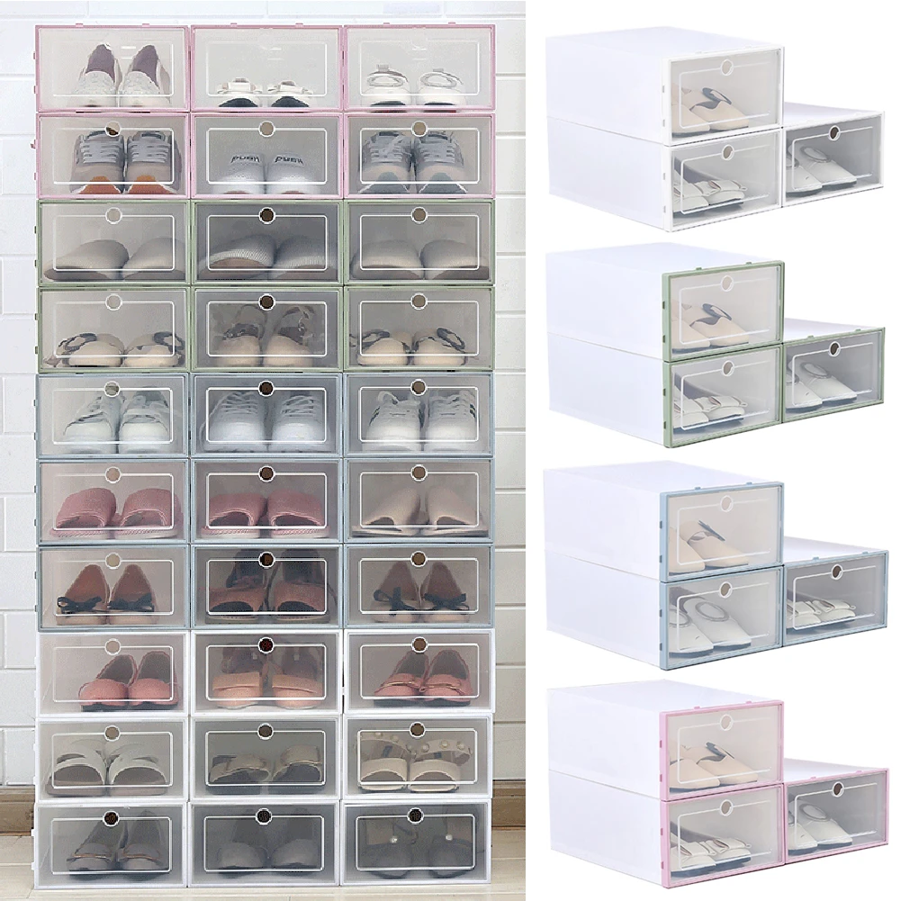 3 шт./компл. утолщенные флип обувь прозрачный ящик пластиковый штабелируемые