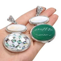 natural stone pendant shell rose quartz cabochon stone necklace pendants for women gifts size 45x50mm