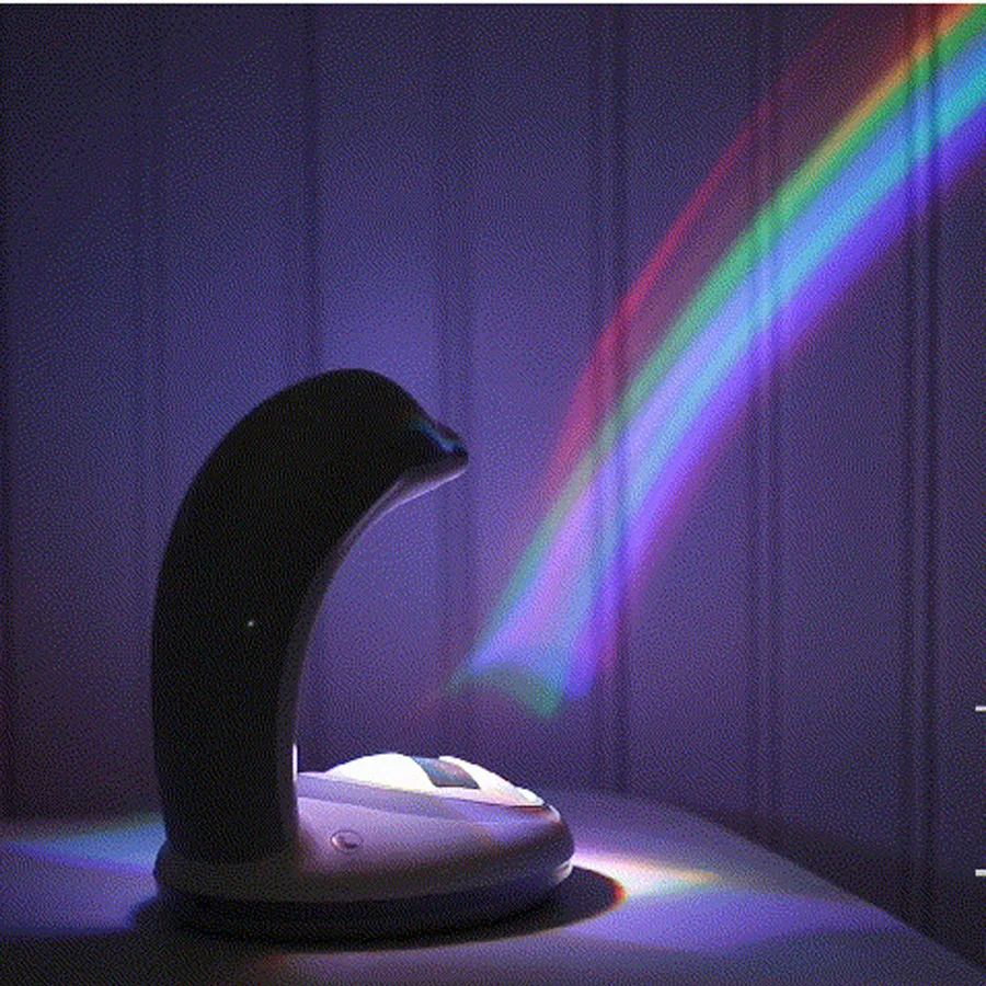 

Dolphin rainbow projection lamp bedroom bedside atmosphere with sleeping lamp USB charging night lightA373