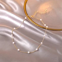 2021 south korea new simple pearl necklace fashion woman for necklace collarbone chain wedding jewelry gift