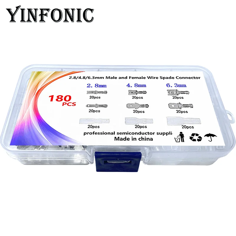 Клемма ОБЖИМНАЯ 22-16AWG, 180 шт./60 комплектов, 2,8 мм/4,8 мм/6,3 мм