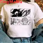 Футболка Bungou с изображением бродячих собак, женская футболка большого размера в стиле Харадзюку, уличная одежда, эстетичная летняя футболка, Милый Винтажный Топ в стиле Харадзюку