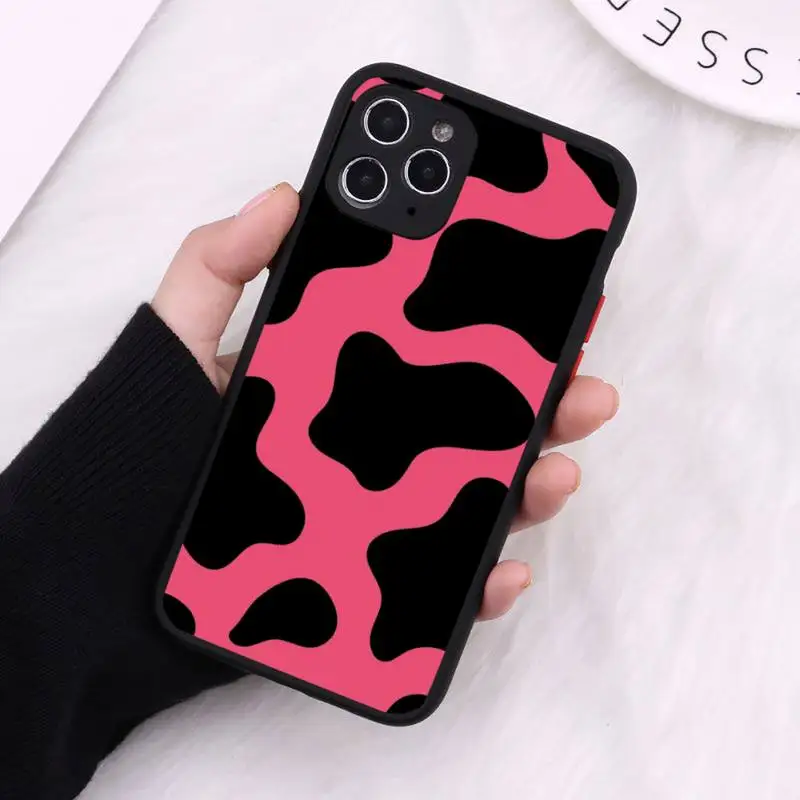 

Cow color Print fashion Phone Case Matte Transparent for iPhone 7 8 11 12 s mini pro X XS XR MAX Plus cover funda
