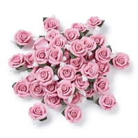 20pcs handmade flatback polymer clay rose flower cabochon porcelain beads charms for diy craft jewelry making accessories