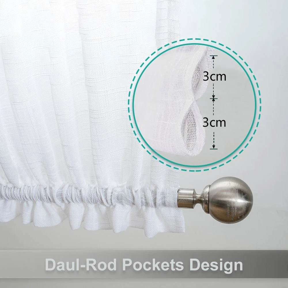 Льняная текстурированная французская стеклянная занавеска на дверь белая