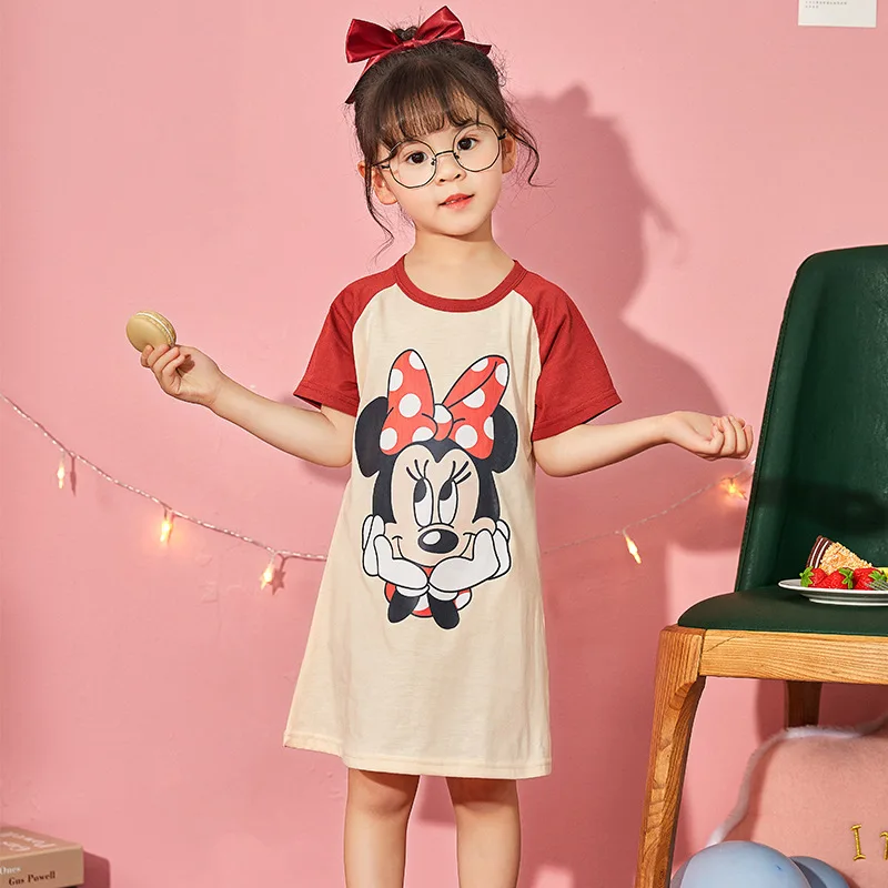 

Summer children's nightdress little girl short-sleeved thin section cute girls short-sleeved pajamas cartoon home service