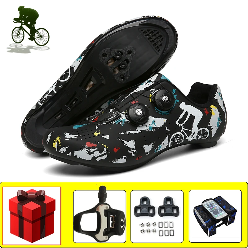 Athletic Road Cycling Shoes Add Pedals Breathable Sapatilha Ciclismo Bicycle Riding Sneakers Self-locking Women Road Flat Shoes