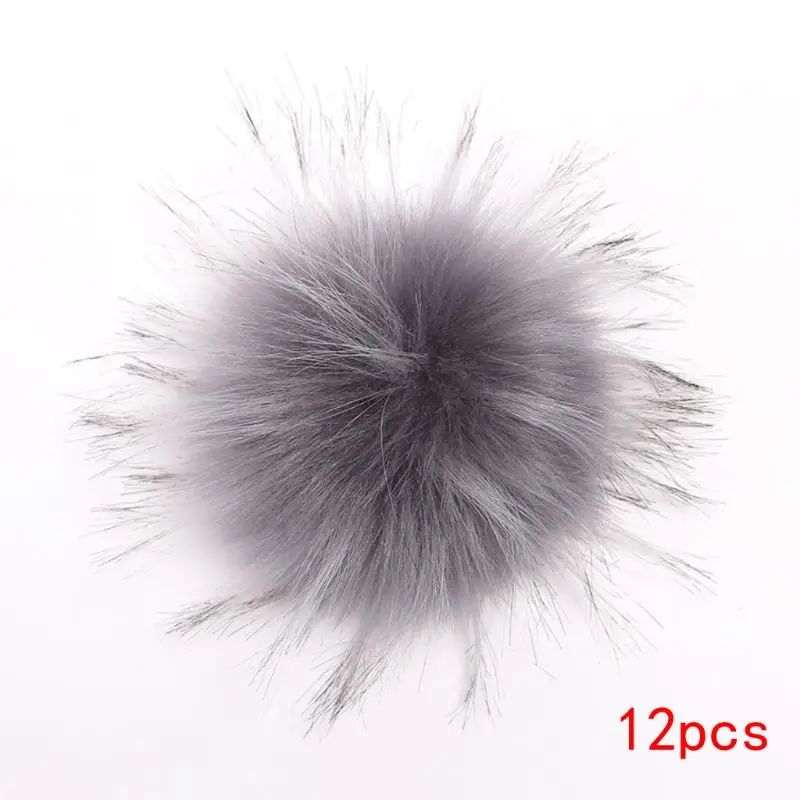 

12pcs 10cm Faux Raccoon Fur Pom Pom Ball with Elastic Band for DIY Knitting Hat Bag Scarf Accessories