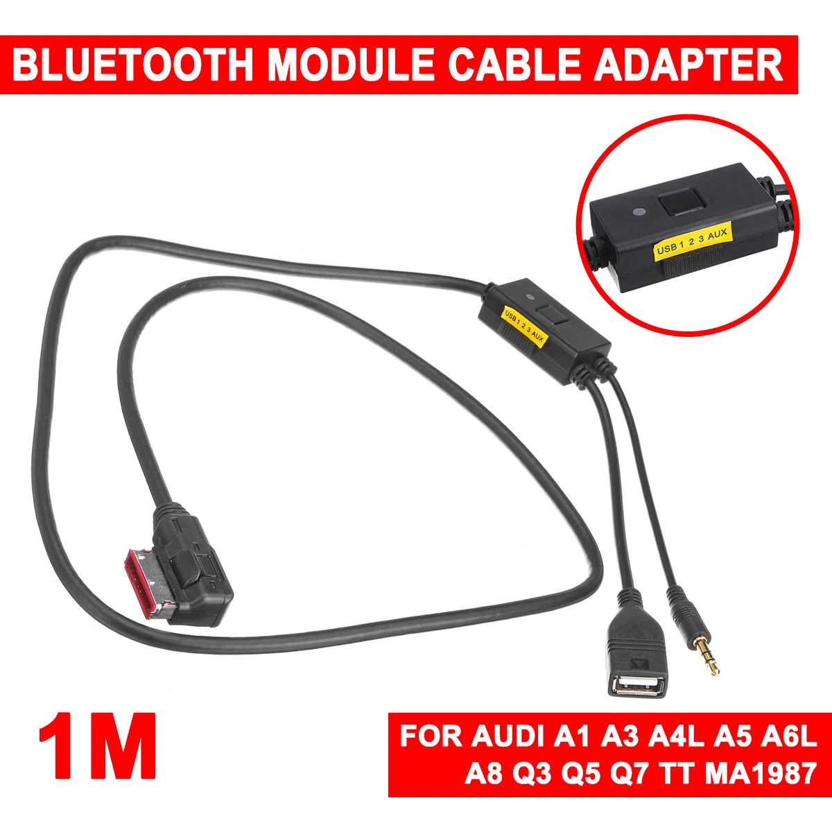 Автомобильный адаптер AMI MMI bluetooth для Audi A5 A6L A8 Q5 Q7 MA1987 аудио AUX музыкальный кабель