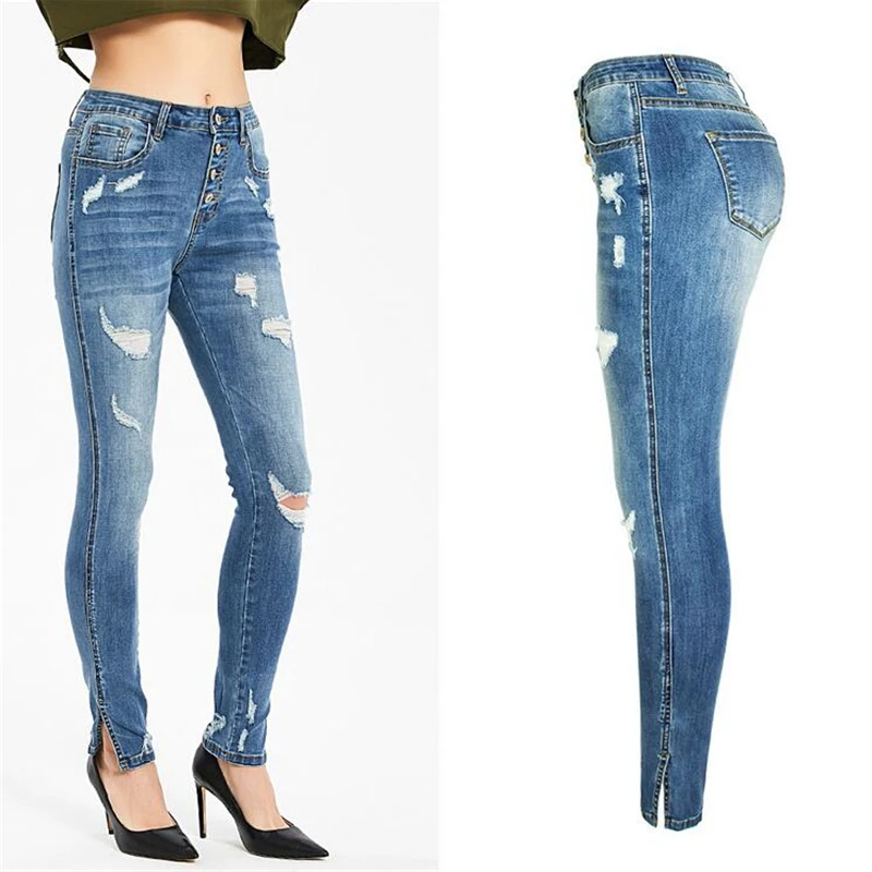 Женские весенние летние брюки повседневные для дам рваные со средней посадкой