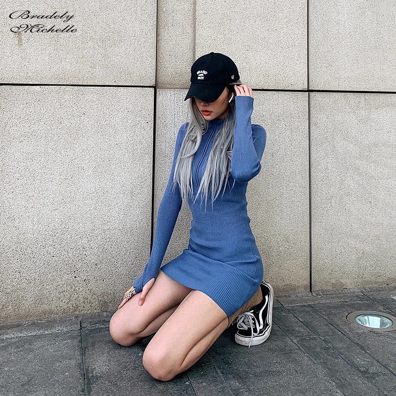 Vestidos verano Элегантные Осенние женские новые пикантные Эластичные Мини вязаное