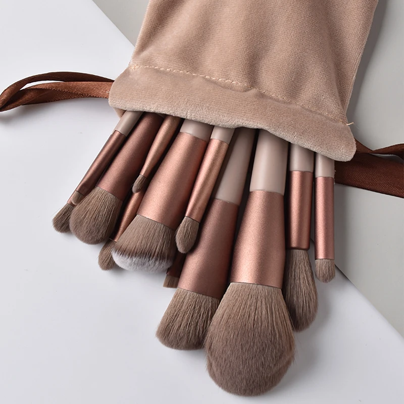 

Lotus Pink 13 Makeup Brushes Set With Bag Sculpting Foundation Eyeshadow Blush full set of Make up Brush Beauty tools