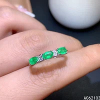 kjjeaxcmy fine jewelry 925 sterling silver inlaid natural emerald womens fresh popular fashion gem adjustable ring support test