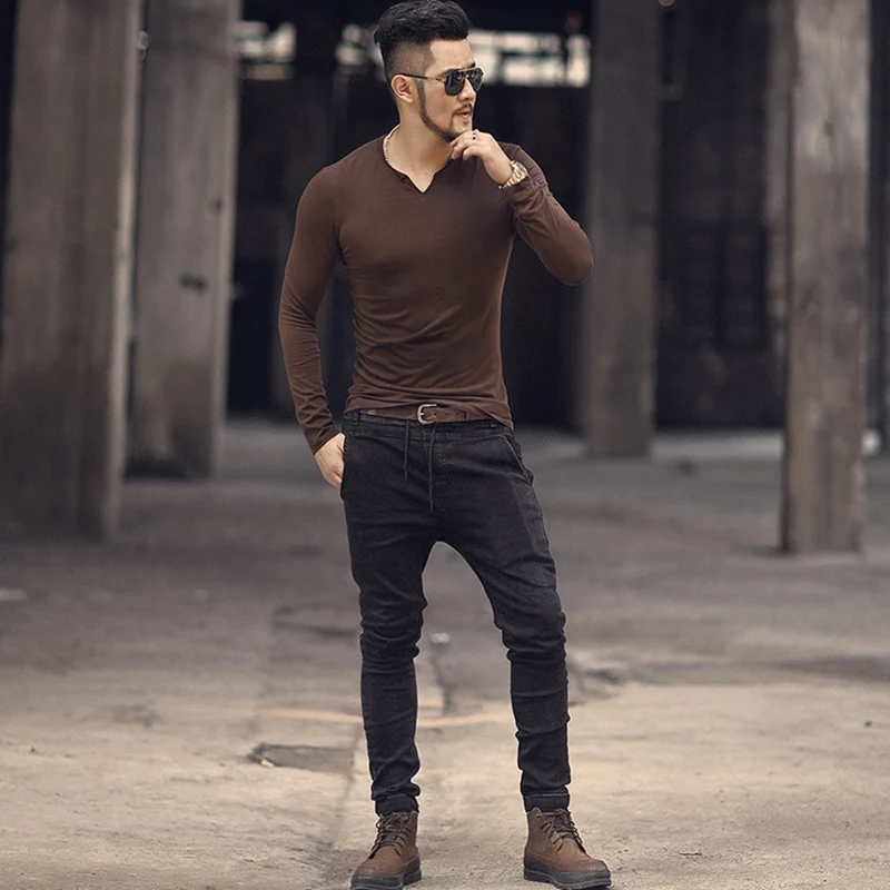 

Autumn and winter washed black men's slim jeans men's elastic jeans men's pencil pants Leggings k6002