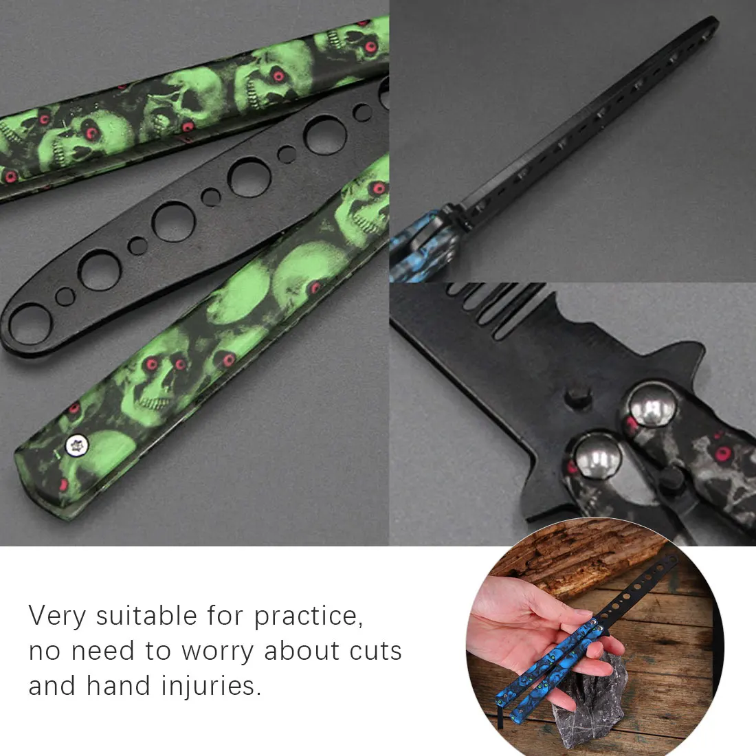 Складной нож бабочка тренировочный инструктор с головой привидения без острых
