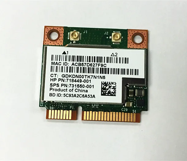 Broadcom BCM943228HMB Half Mini PCI-E WiFi  Bluetooth 4, 0 802.11a/b/g/n 2, 4G/5     HP 731550-001