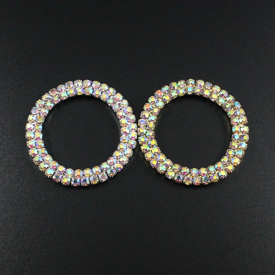 10 шт 50 мм Круглые двойные Кристальные Кольца чешские прозрачные Стразы AB горящая