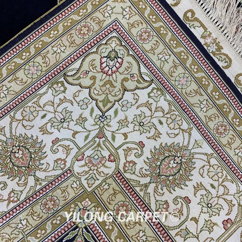 Yilong 6 56 'x 9 84' Восточный ковер ручной работы Синий турецкий Шелковый двойной