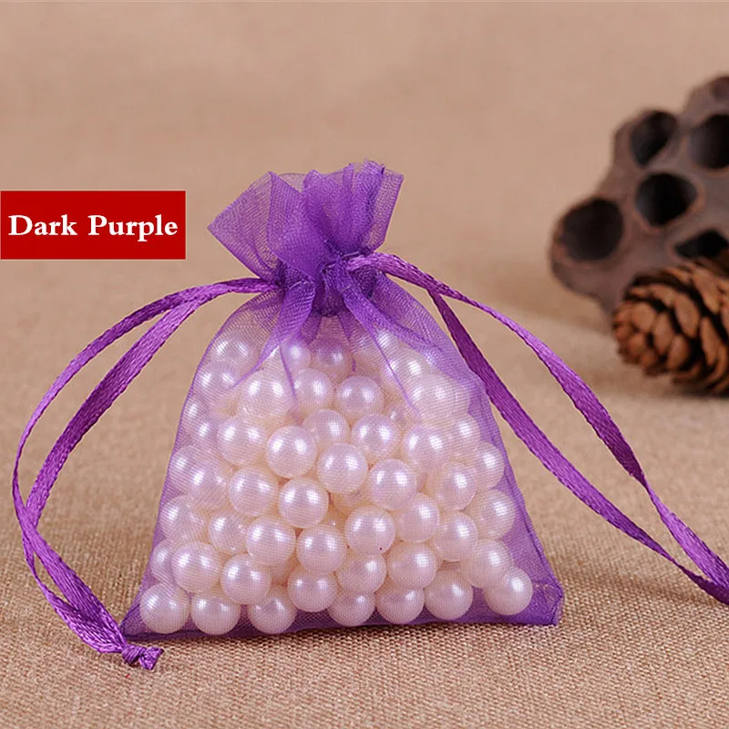 dark purple 100 шт/50 шт сумки из органзы 7x9 9x12 10x15 см свадебные украшения мешочки из органзы подарочные пакеты в ювелирной упаковке и дисплее - Цвет: dark purple