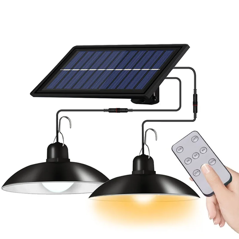 

Double Head Solar Pendant Light Outdoor Indoor Solar Lamp with Line Warm White/White Lighting Garden Yard Solar Lamp Outdoor