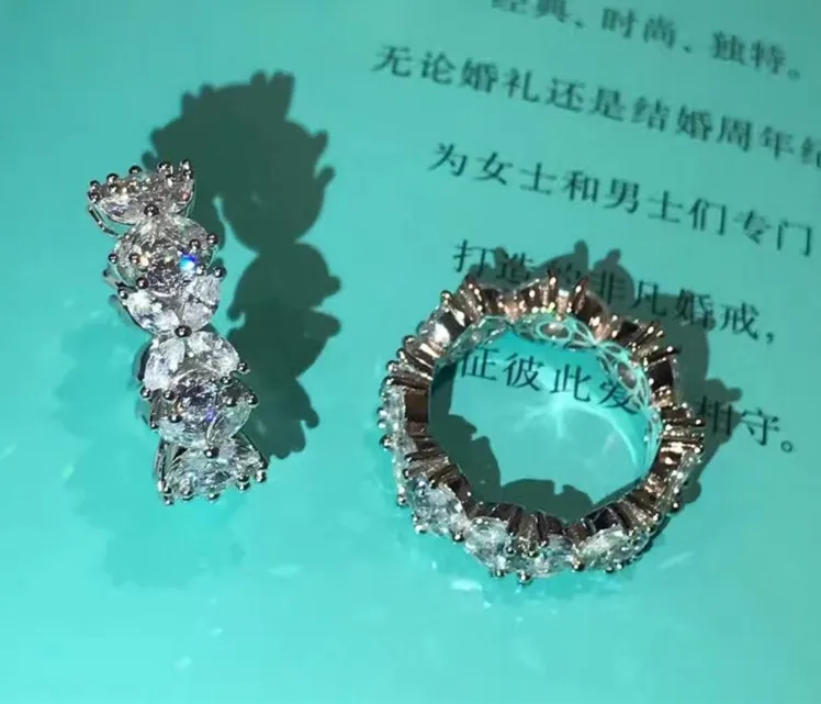 Горячие 925 пробы Серебряные украшения кольцо с цветком из циркона на палец