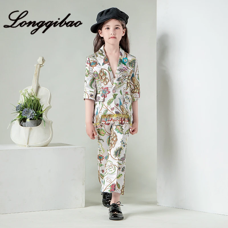 

Baby Girl High Quality Suit Model Catwalk Tide Suit Children Temperament Dress New Little Girl Fashion Performance Evening Dress