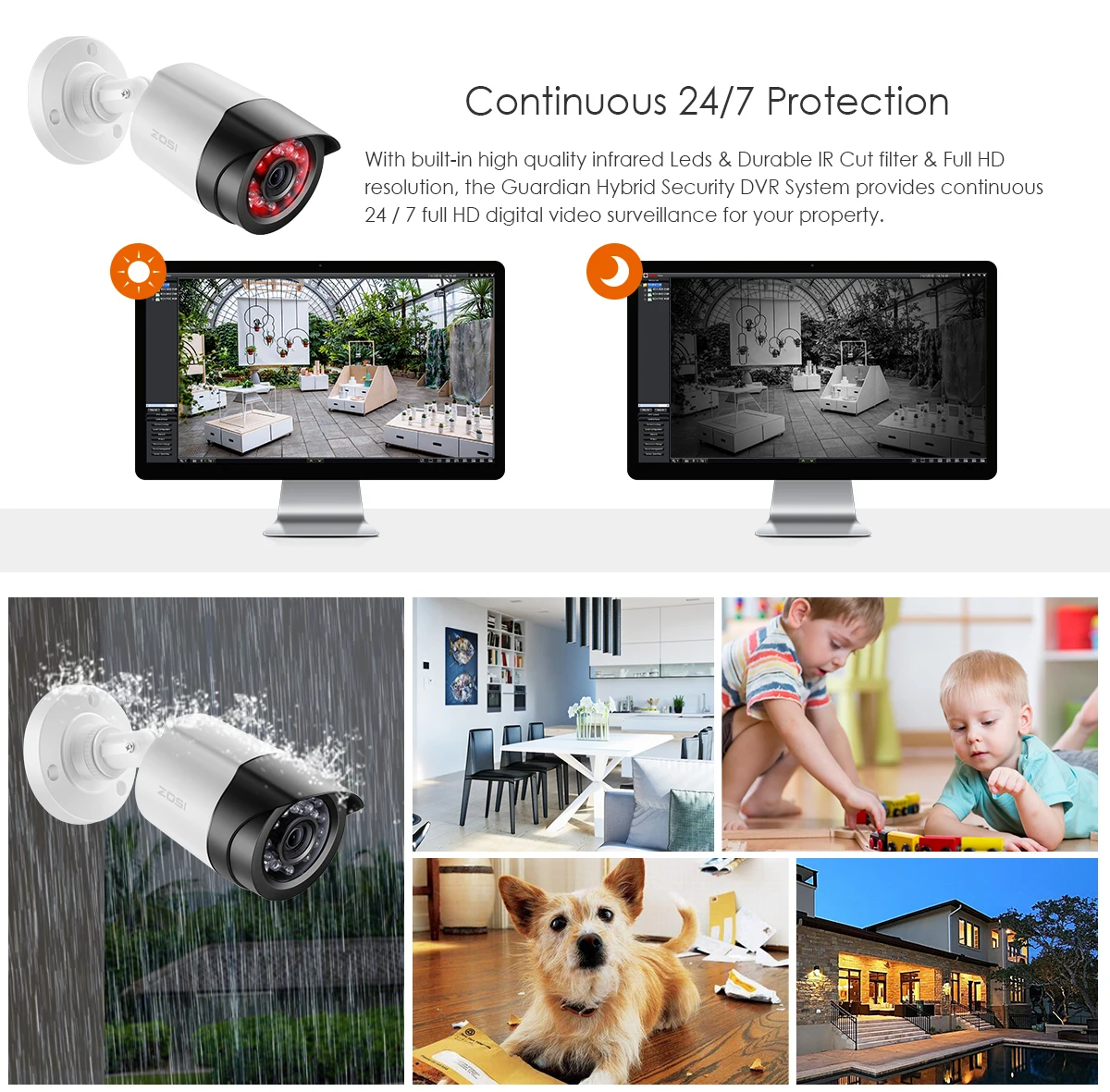 ZOSI 8CH 1080P TVI ночного видения водонепроницаемый пуля HDD жесткий диск безопасности видео камера DVR комплект CCTV система видеонаблюдения