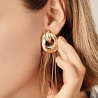 Модные металлические Женские Висячие серьги, полые геометрические Висячие серьги для девочек, круглые серьги в стиле панк, модные серьги, подарок