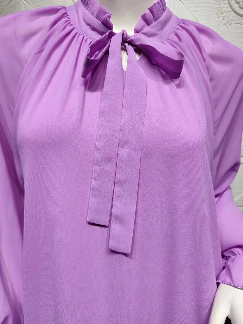 

Fashion Muslim Chiffon Pleated Dress Dubai Arab Abaya Turkey Moroccon Kaftan Islamic Clothing India Gown Robe Vestidos Femme