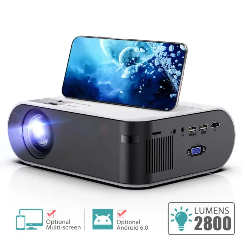 

Мини-проектор портативный TD60, Wi-Fi, Android 6,0, 1080P, 2800 лм