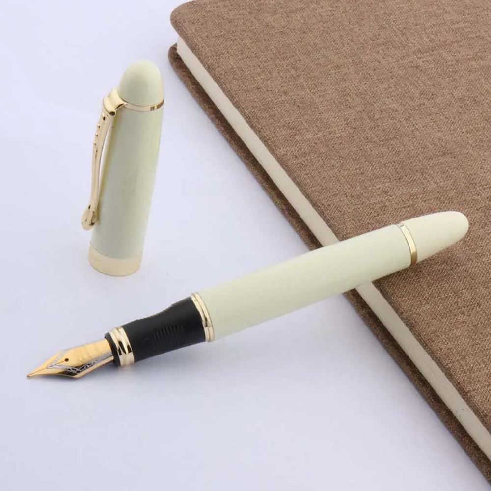 

Ручка перьевая Jinhao X450 металлическая с отделкой, перьевая ручка со средним наконечником, цвета слоновой кости, белого золота, Канцтовары для школы и офиса