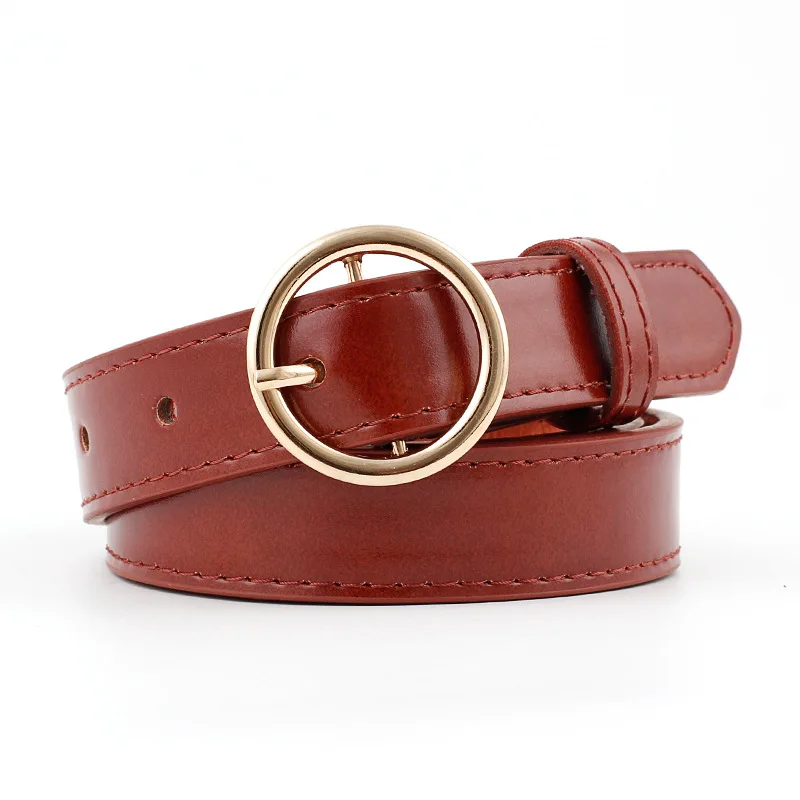 

2020 New Designer Round Metal Circle Belt Waistband Ladies Wide White Black Yellow Pu Faux Leather Waist Belts for Women