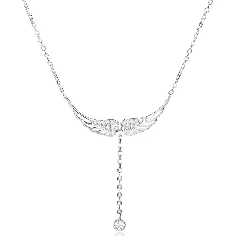 

S925 Sterling Silver Wing Necklace INS-Trend Women Jewelry Guardian Angel Wings for You