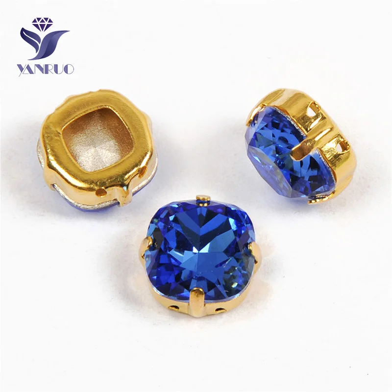 Sapphire Yanruo 4470 Подушка сшита камни Комплект «сделай сам» с острым носком задняя хрустальные стразы, горный хрусталь для платья, украшение - Цвет: Sapphire