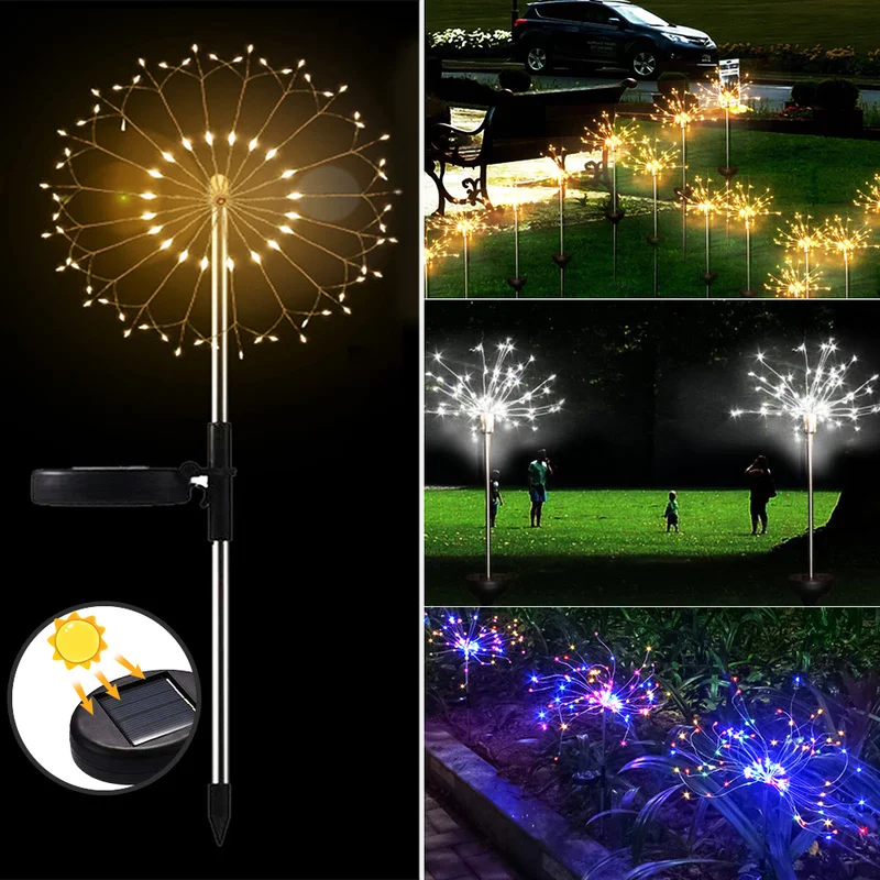 

Solar Outdoor Firework Lights Garden 90/150 LED Solar Grass Dandelion Flashing Fireworks Lights Waterproof Fairy Light For Home