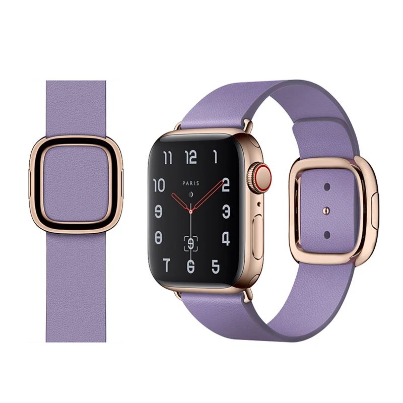 

Suitable for apple watch strap modern wind buckle type Apple watch leather strap iwatch2 / 3/4 generation 5 breathable cowhide s