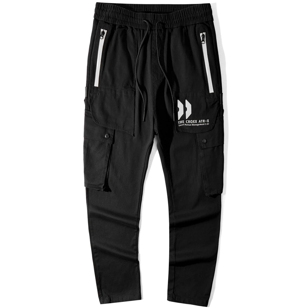 2020 Ленты Брюки карго Мужская Черная уличная одежда с карманом Harajuku Techwear брюки