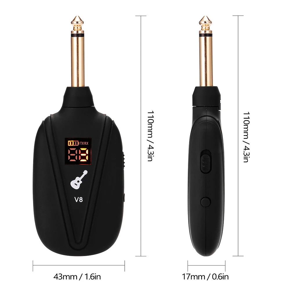 2 teilesatz v8 wireless gitarre sender empfänger system 4 kanäle für elektrische gitarre bass musical instruments free global shipping