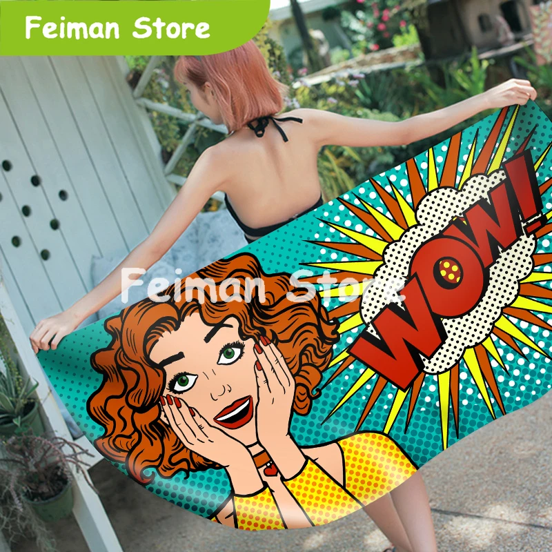 3D Печатный персонаж Экспрессия микрофибры прямоугольное пляжное полотенце для