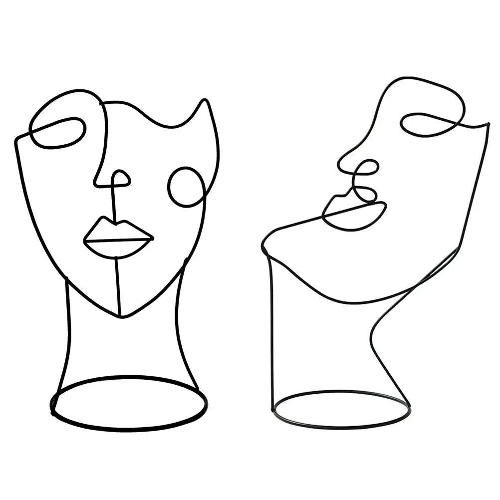 

Abstract Black Metal Figure Face Ornaments Home Decor Modern Decorative Figure Art Decor Statue Abstract Decoration For Home