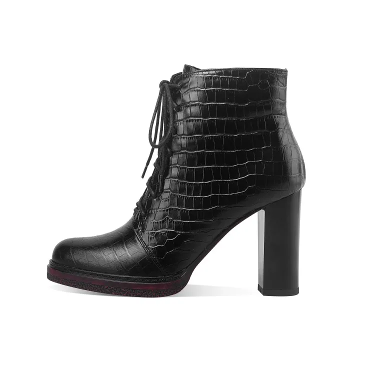 

MLJUESE 2021 women Ankle boots Cow leather Winter short plush Round Toe Zipper Platform High heels female boots size 39