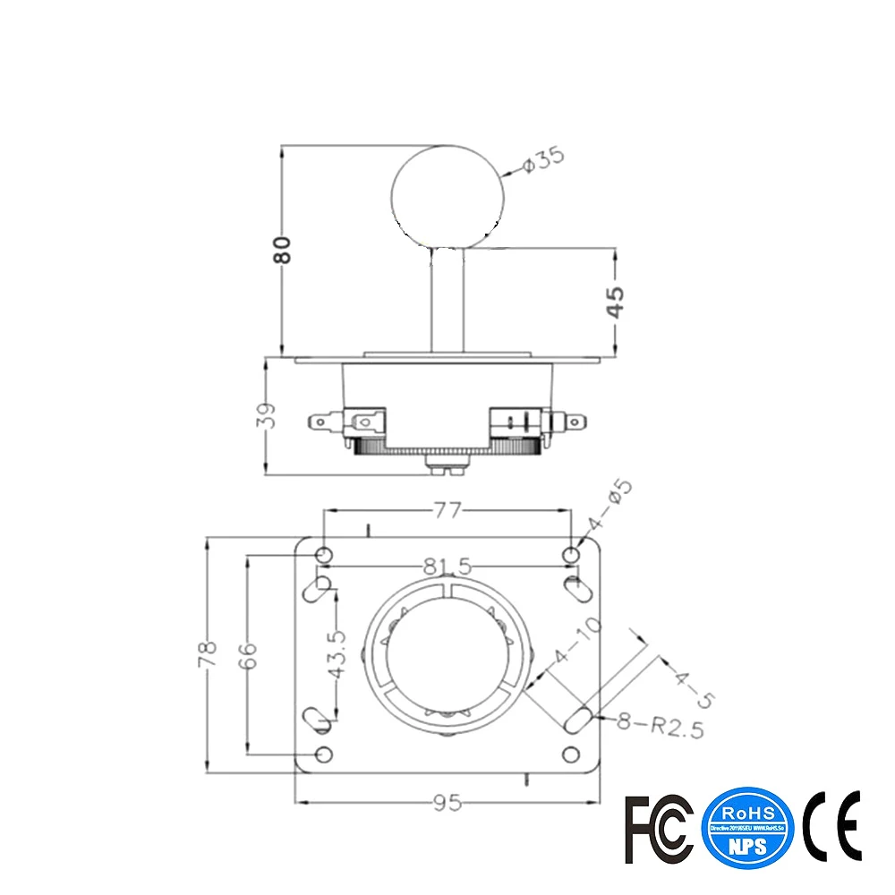 Классический 2/4/8 способ аркадная игра шар джойстика PacMan 7 цветов в наличии | Спорт