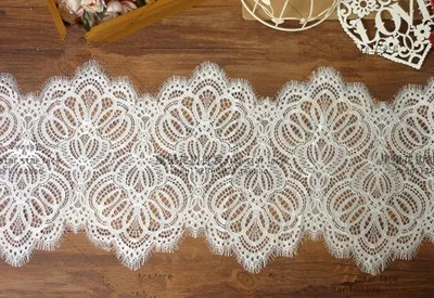white Широкий 23 см длиной 3 м европейский ресницы кружева DIY одежда юбка сексуальное белье декоративная кружевная ткань - Цвет: white