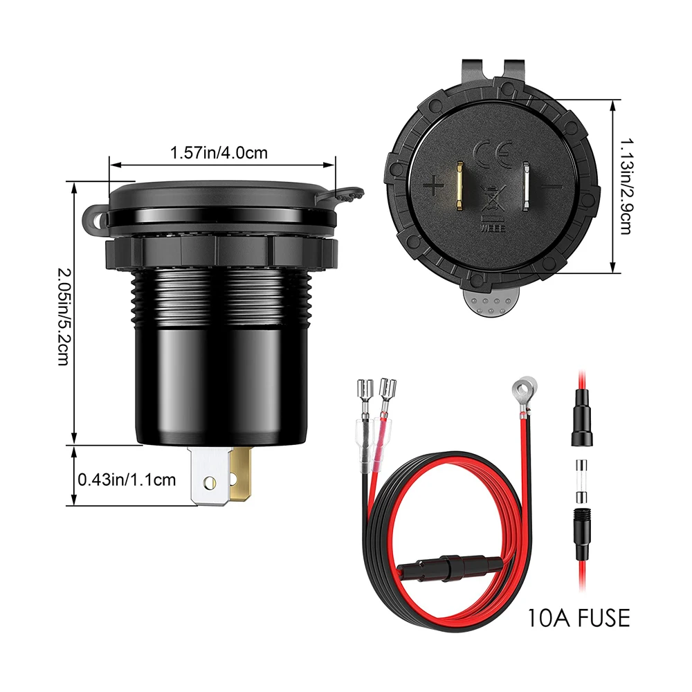 quick charge 3 0 36w car dual usb charger qc3 0 waterproof with voltmeter switch for 12v24v motorcycle atv boat marine rv free global shipping