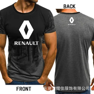 

Mens Short Sleeve for Renault Car Logo Mens T-shirt Summer casual Cotton Gradient T shirts Fashion Hip Hop Harajuku Male Brand M
