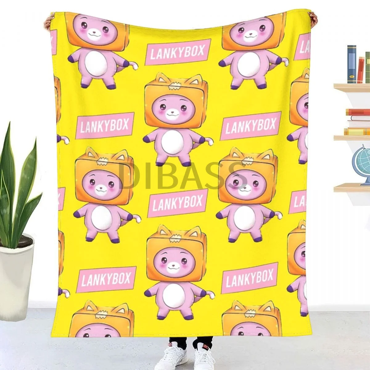 

Lankybox Comforter 3D Printed Flannel Throw Blanket