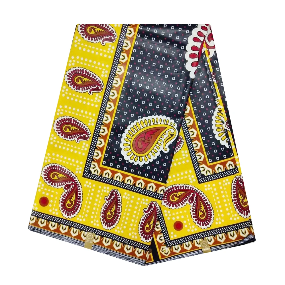 

Yellow Ghana African JAVA Tissus Wax Pange 100% Cotton Cheap Ankara Fabric African Real Wax Print 6 Yards 2019 High Quality