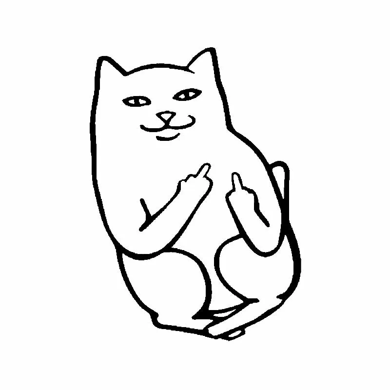

Dawasaru Car Sticker Black Decal Car Sticker Cute Cat Middle Finger Laptop Truck Motorcycles Auto Accessories 14cm *10CM