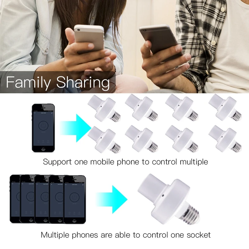WiFi Smart Light Bulb Adapter Lamp Holder Base AC Life/Tuya Wireless Voice Control with Alexa Google Home E27 E26 85-265V | Электроника